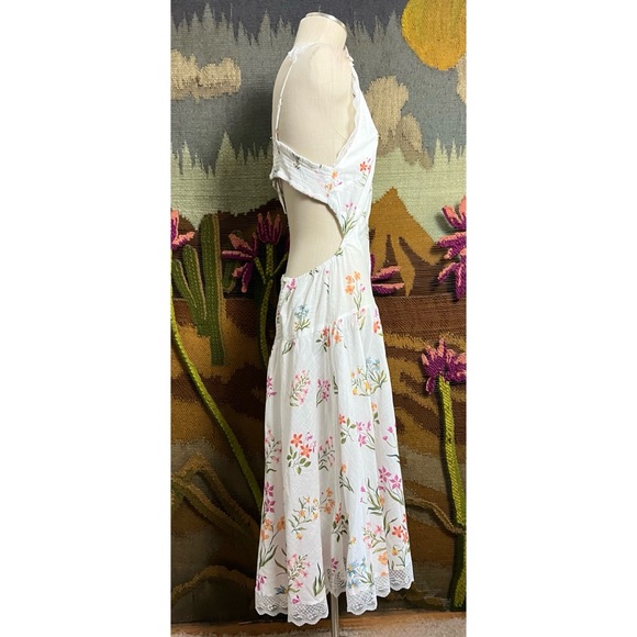 Anthropologie Floral Open Back Midi Dress L - Picture 13 of 16